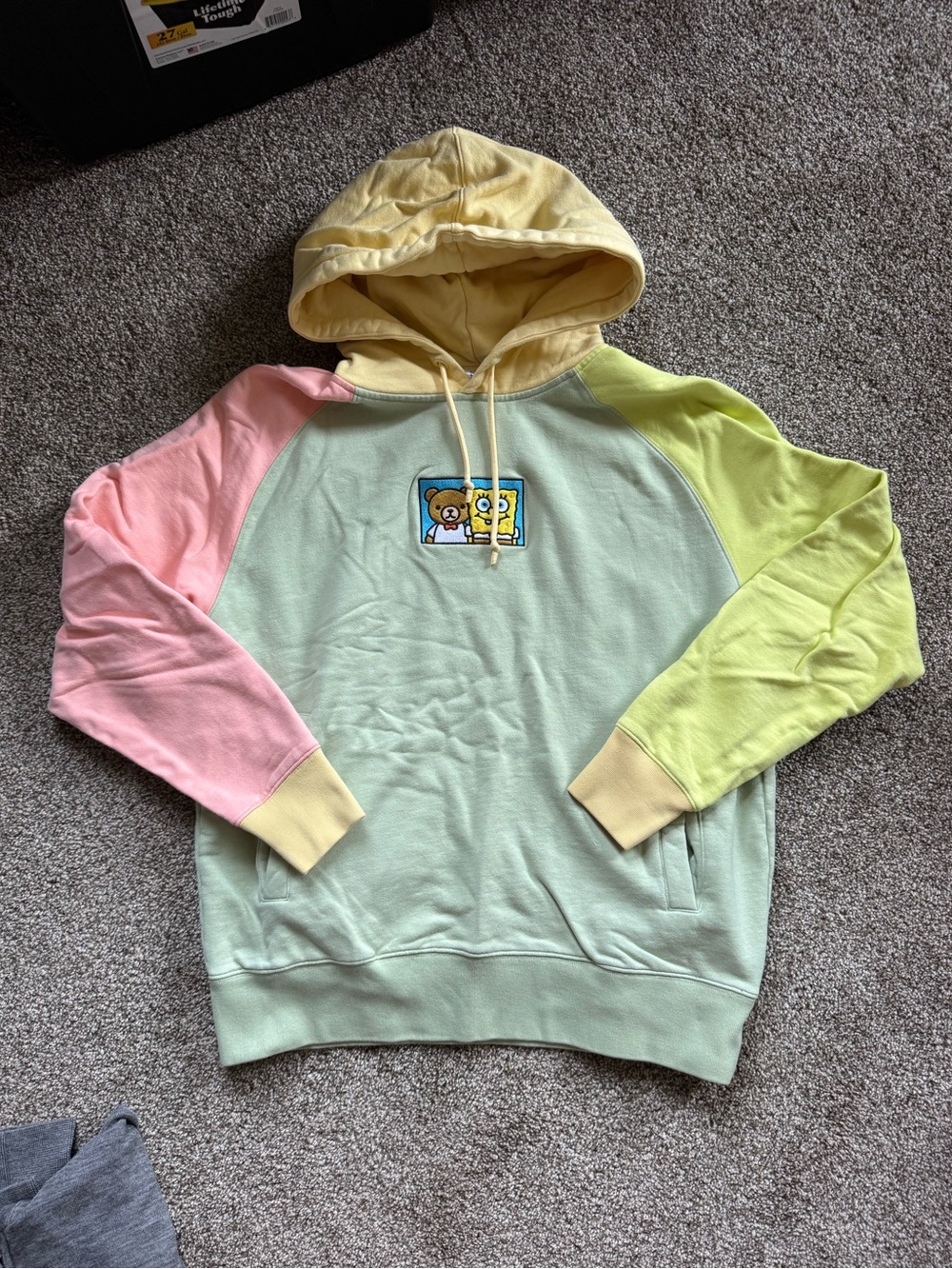 Teddy Fresh Pastel Colorblock SpongeBob & Bear Hoodie